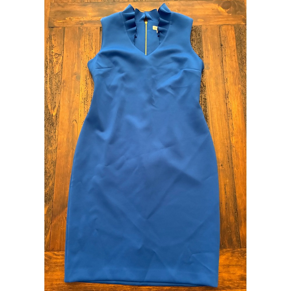 Calvin Klein Ruffle Collar Scuba Sheath Dress, Women's size 12 - Picture 2 of 6